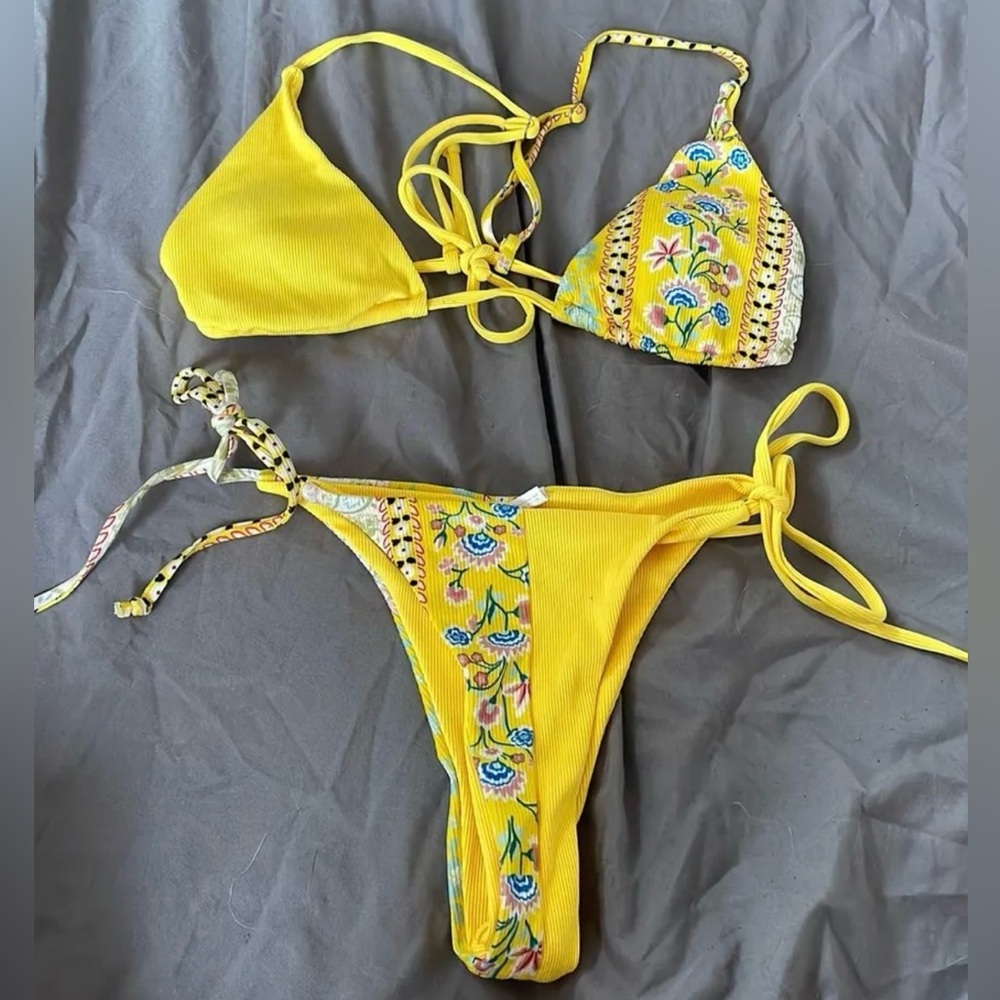 Yellow Floral Bikini Set
